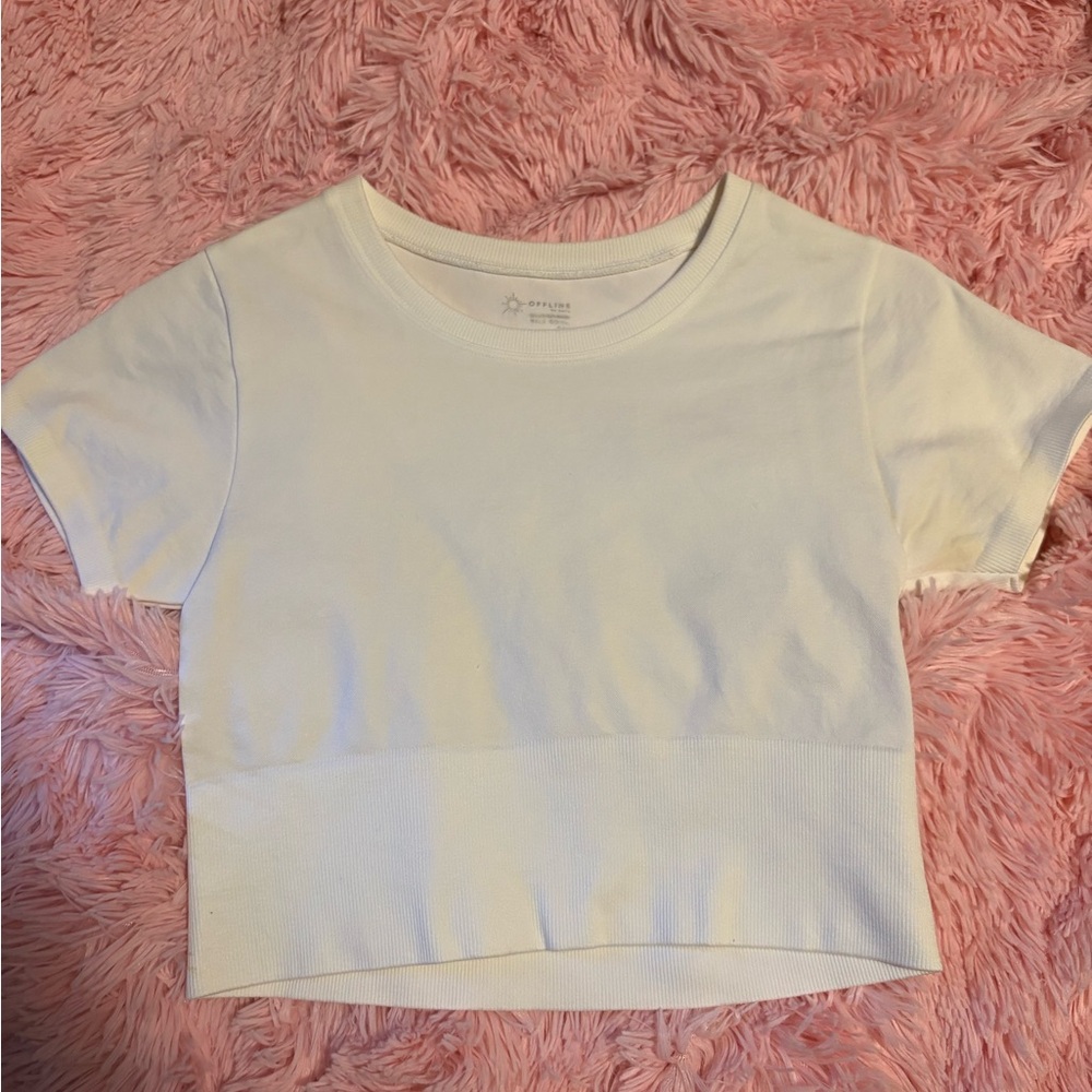 White cropped Offline Aerie top, size small.